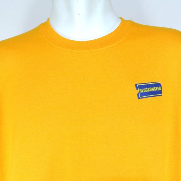 BLOCKBUSTER VIDEO Vintage Yellow Sweatshirt Employee Uniform Shirt NEW - Picture 4 of 10